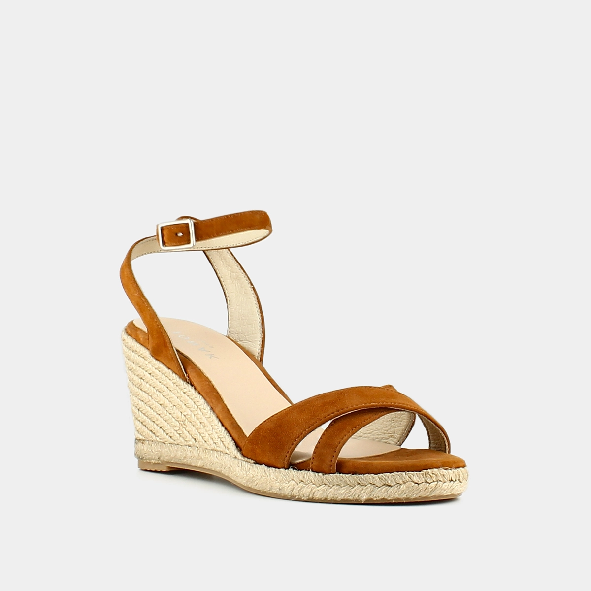 Espadrilles à talons hauts et brides en croute cognac | SIBEL | Jonak