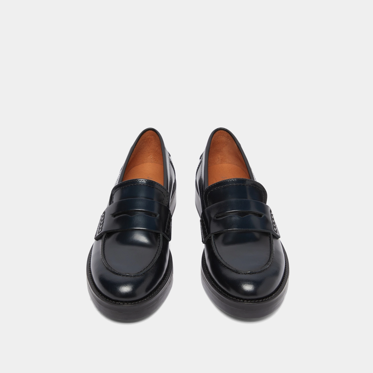 Mocassins &agrave; bouts ronds en cuir patin&eacute; bleu | MIRNA | Jonak