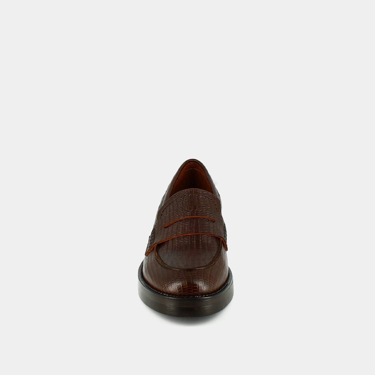 Mocassins &agrave; bouts ronds en cuir reptile marron | MIRNA | Jonak