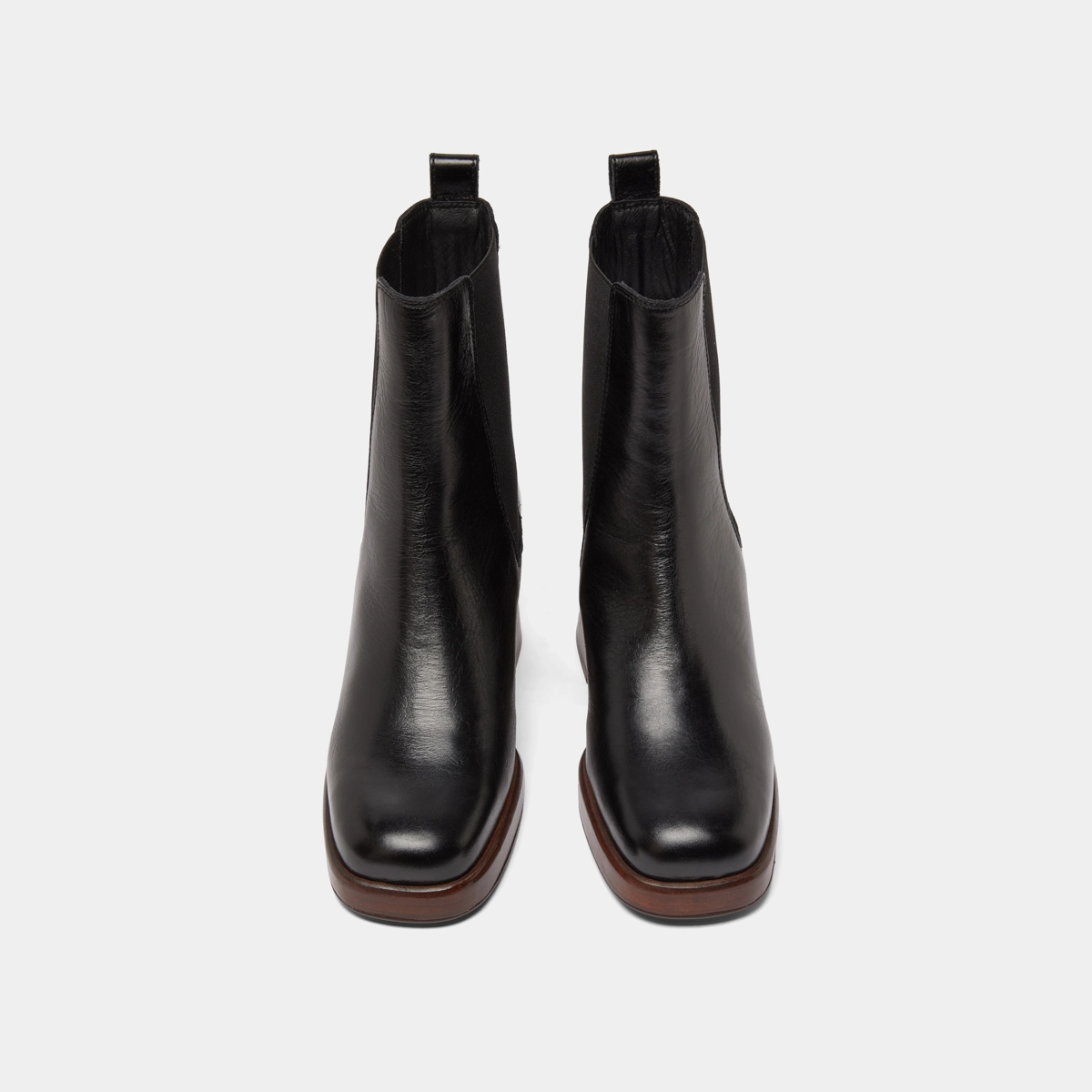 Bottines à bouts carrés et élastiques en cuir veilli noir | BECCA | Jonak