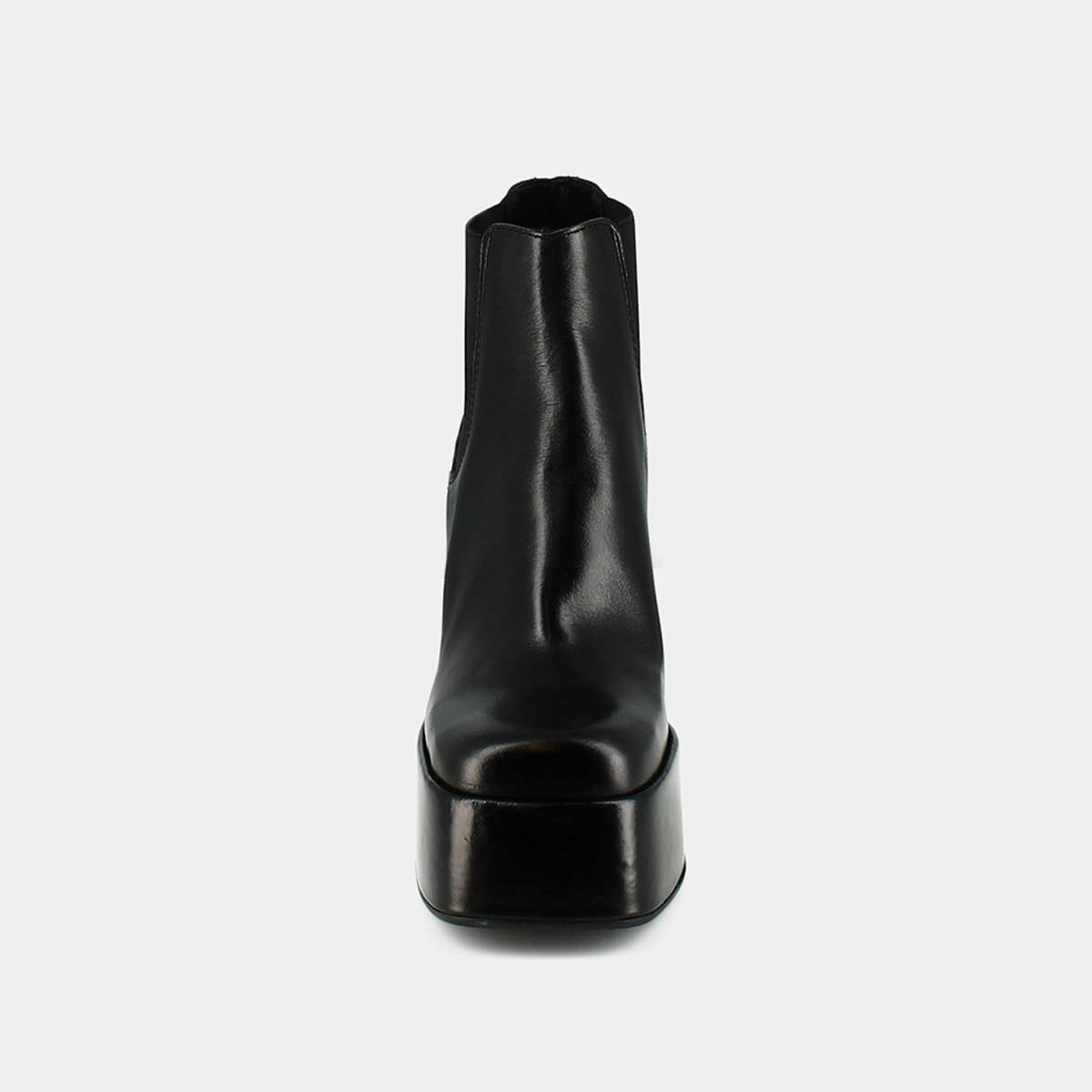 Boots à plateformes et bouts carrés en cuir noir | BOB | Jonak