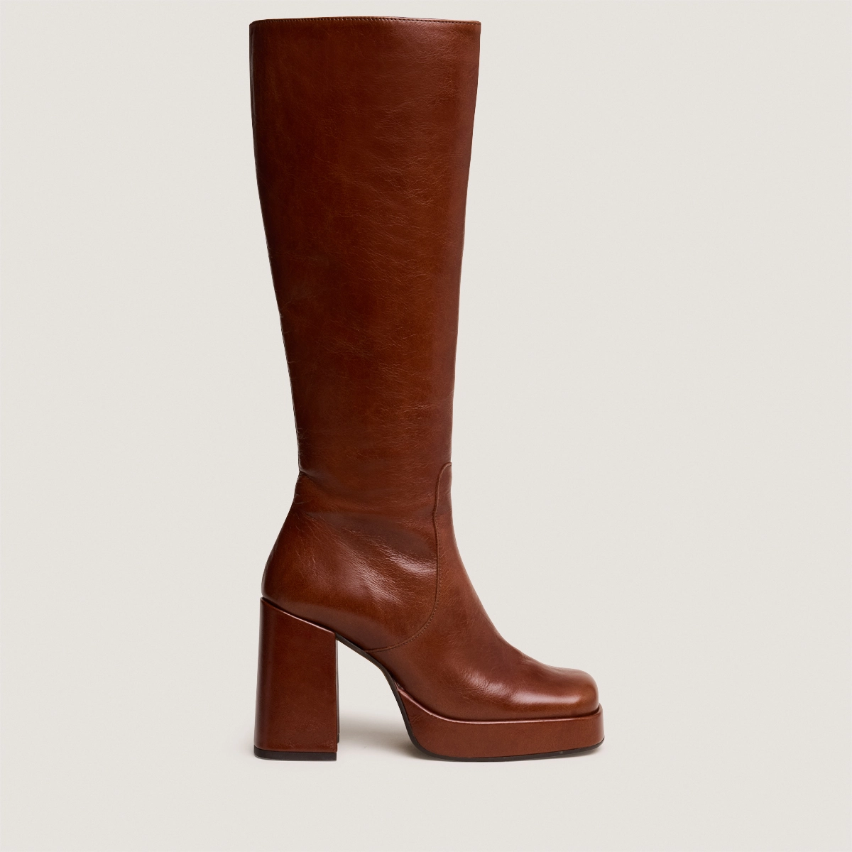 Bottes à talons et bouts carrés en cuir vieilli marron | BRYAN | Jonak