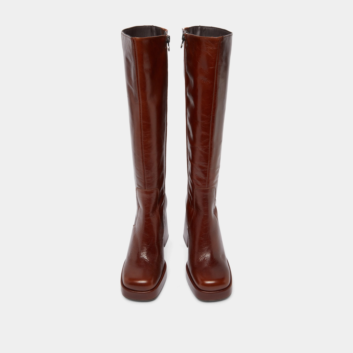 Bottes à talons et bouts carrés en cuir vieilli marron | BRYAN | Jonak