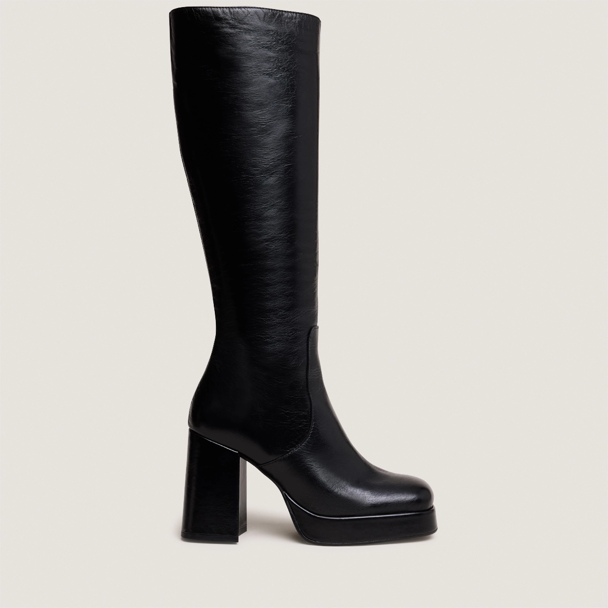 Bottes à talons et bouts carrés en cuir vieilli noir | BRYAN | Jonak