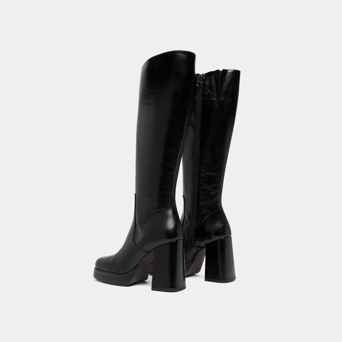 Bottes à talons et bouts carrés en cuir vieilli noir | BRYAN | Jonak