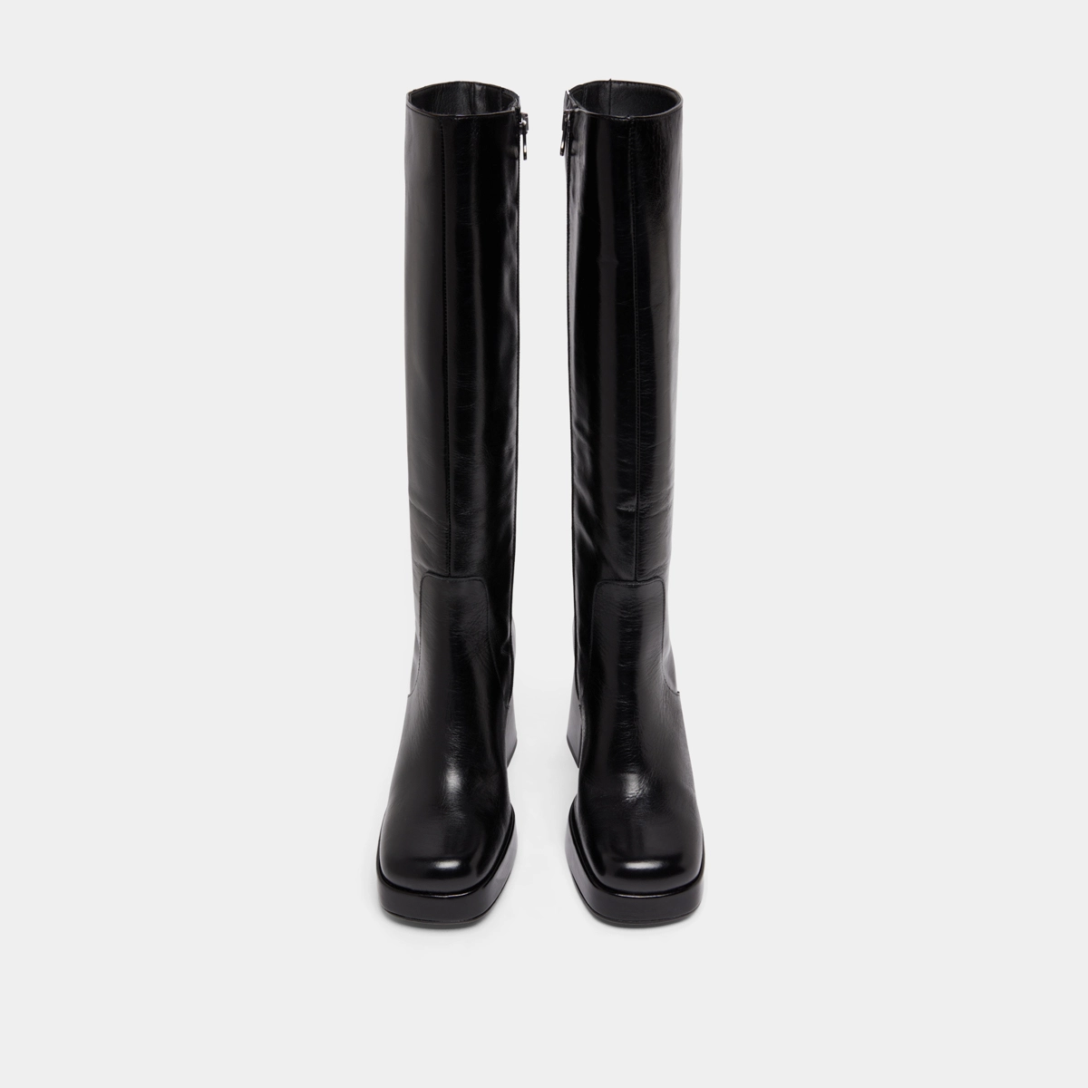 Bottes à talons et bouts carrés en cuir vieilli noir | BRYAN | Jonak