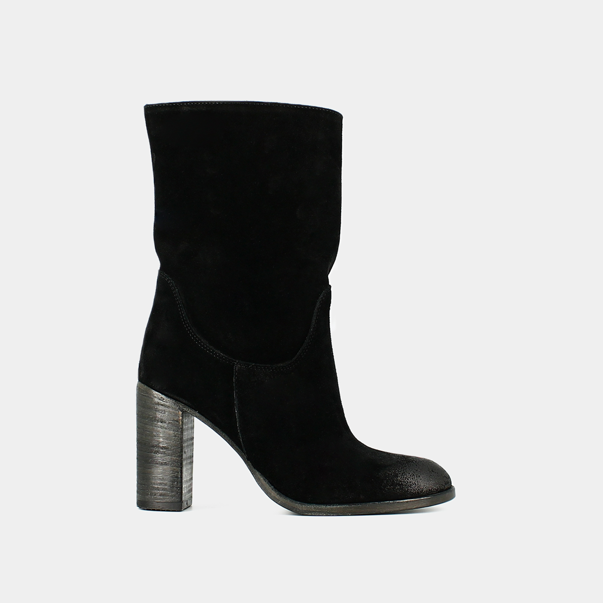 Boots à talons et bouts ovales en croute noire | FRANCINE | Jonak