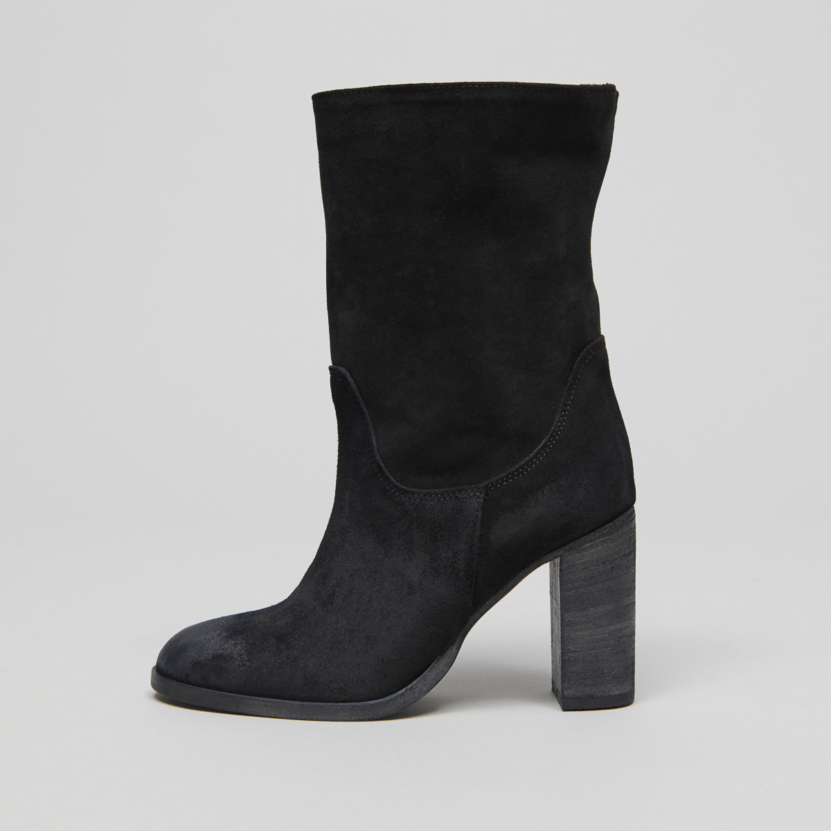 Boots à talons et bouts ovales en croute noire | FRANCINE | Jonak