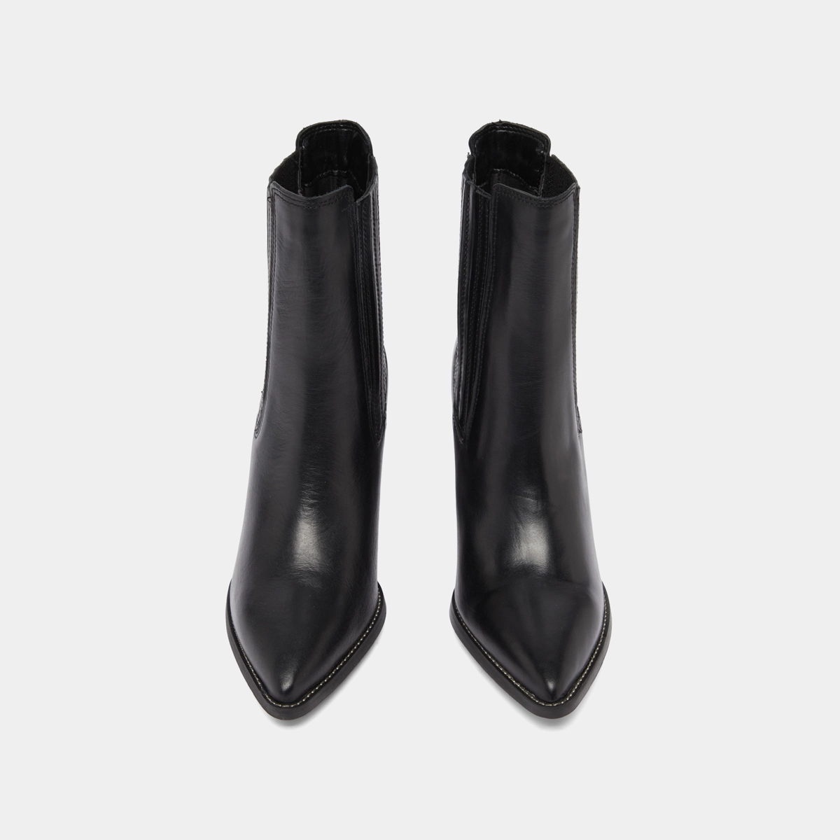 Bottines &agrave; talons et bouts pointus en cuir noir | PERLINE | Jonak