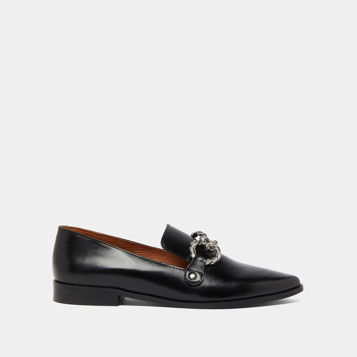 Mocassins &agrave; boucles argent&eacute;es et bouts p... en cuir noir | ALICANTE | Jonak