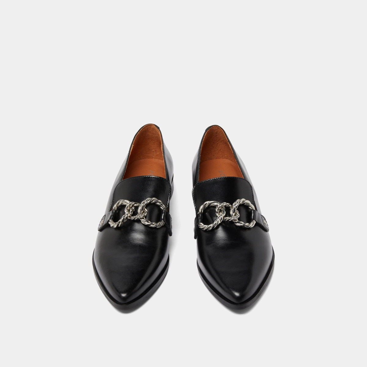 Mocassins &agrave; boucles argent&eacute;es et bouts p... en cuir noir | ALICANTE | Jonak