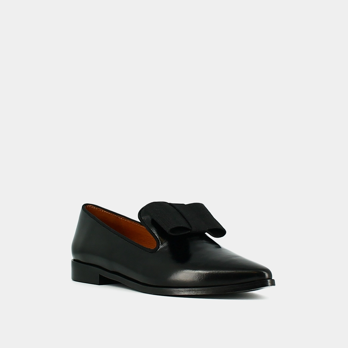Mocassins &agrave; noeuds et bouts pointus en cuir noir | ANGLET | Jonak
