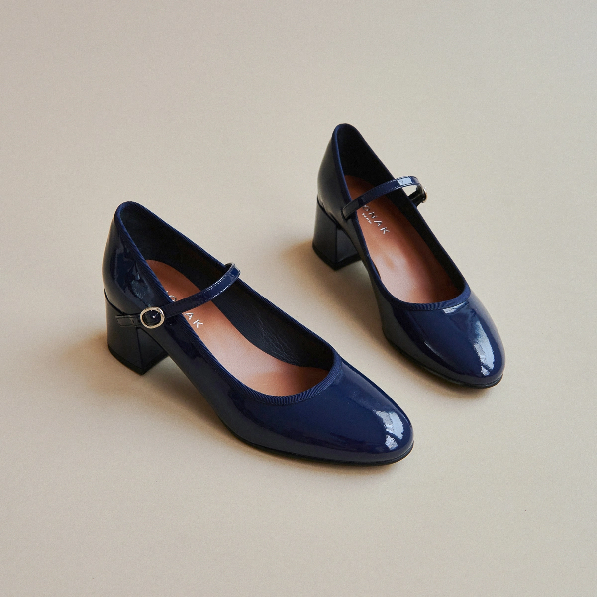 Babies à talons en cuir verni bleu | DALMATIE | Jonak