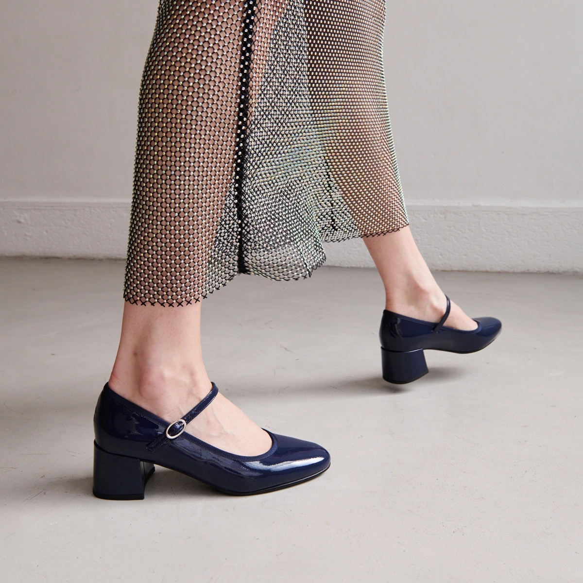 Babies à talons en cuir verni bleu | DALMATIE | Jonak