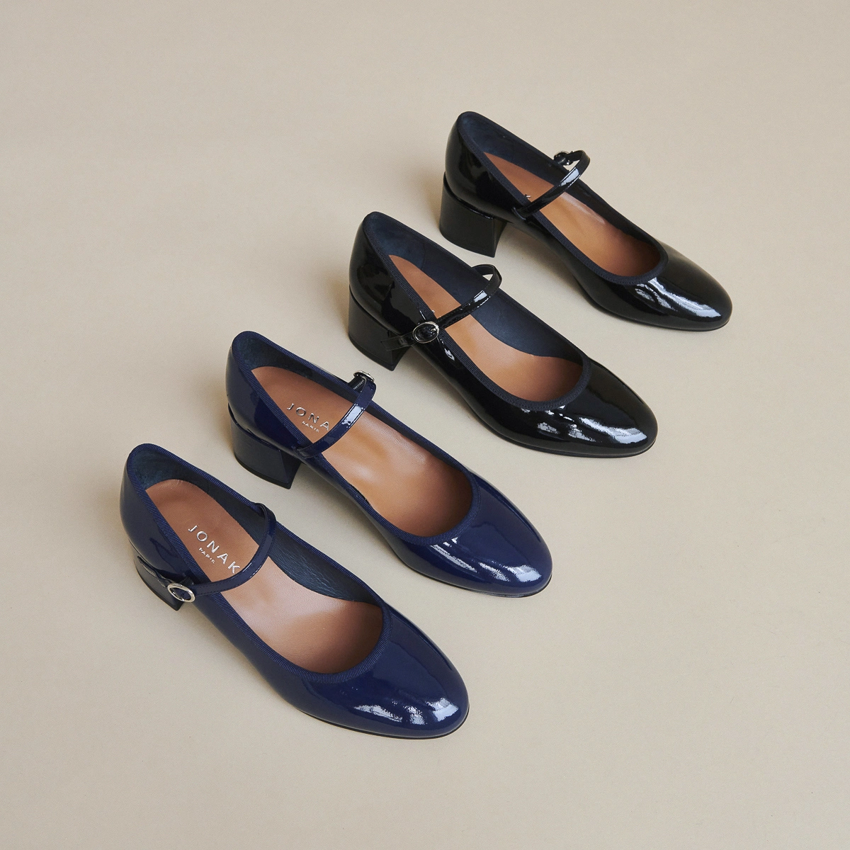 Babies à talons en cuir verni bleu | DALMATIE | Jonak