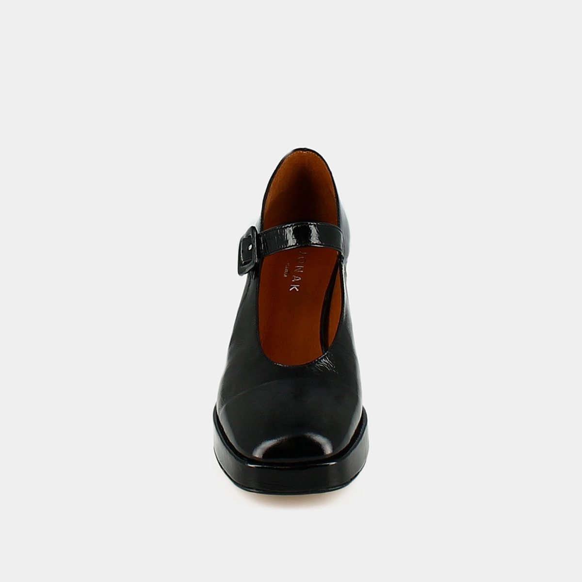 Babies à plateformes et bouts carrés en cuir brillant noir | VESOUL | Jonak