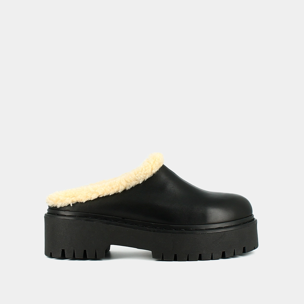 Mules à bouts ronds et semelles crantées... en cuir noir | RAYA | Jonak