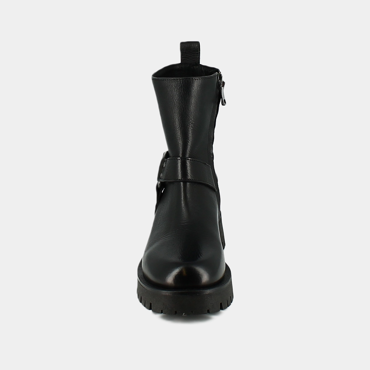 Boots &agrave; sangles et semelles crant&eacute;es en cuir grain&eacute; noir | REGINA | Jonak
