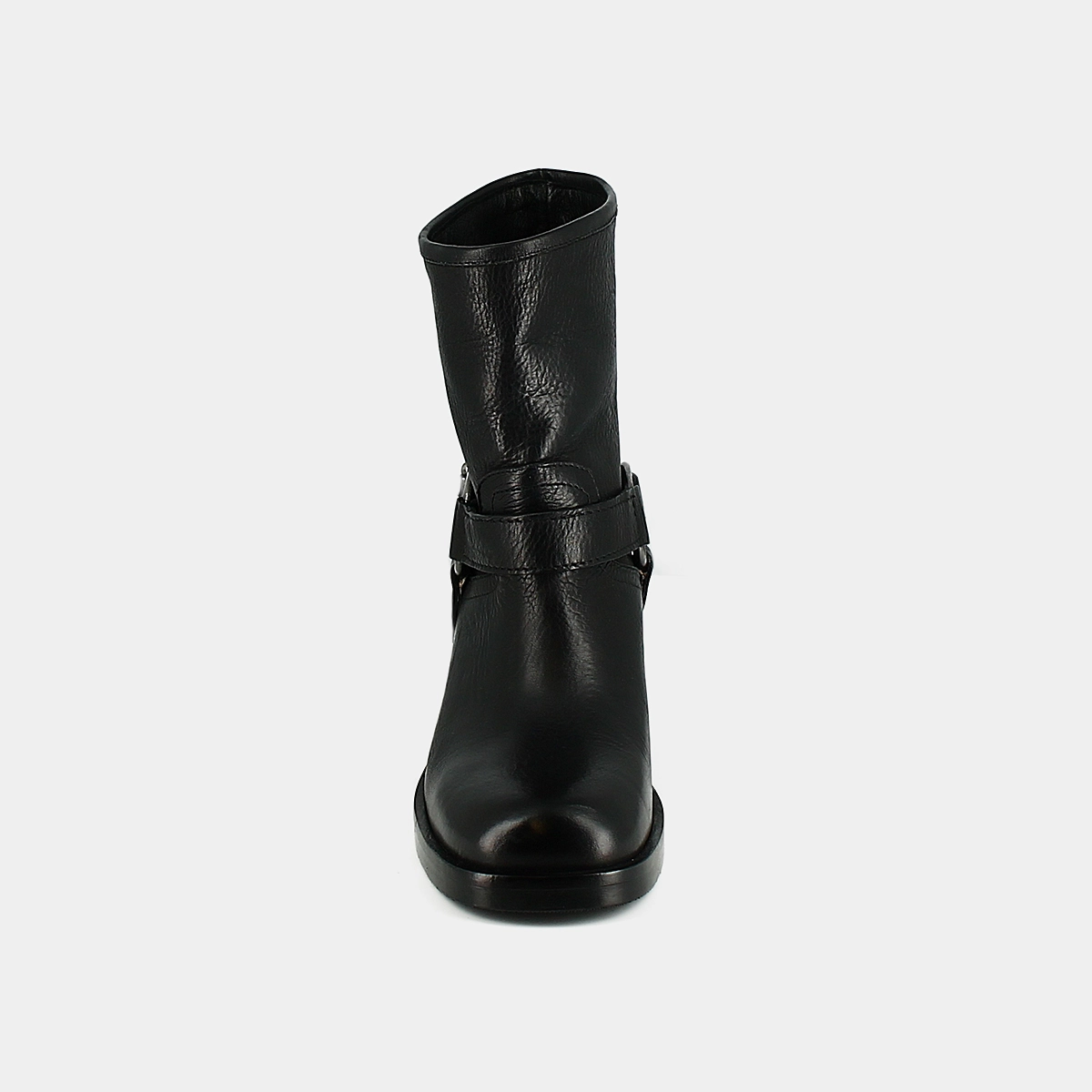 Boots &agrave; boucles en cuir grain&eacute; noir | RIGA | Jonak