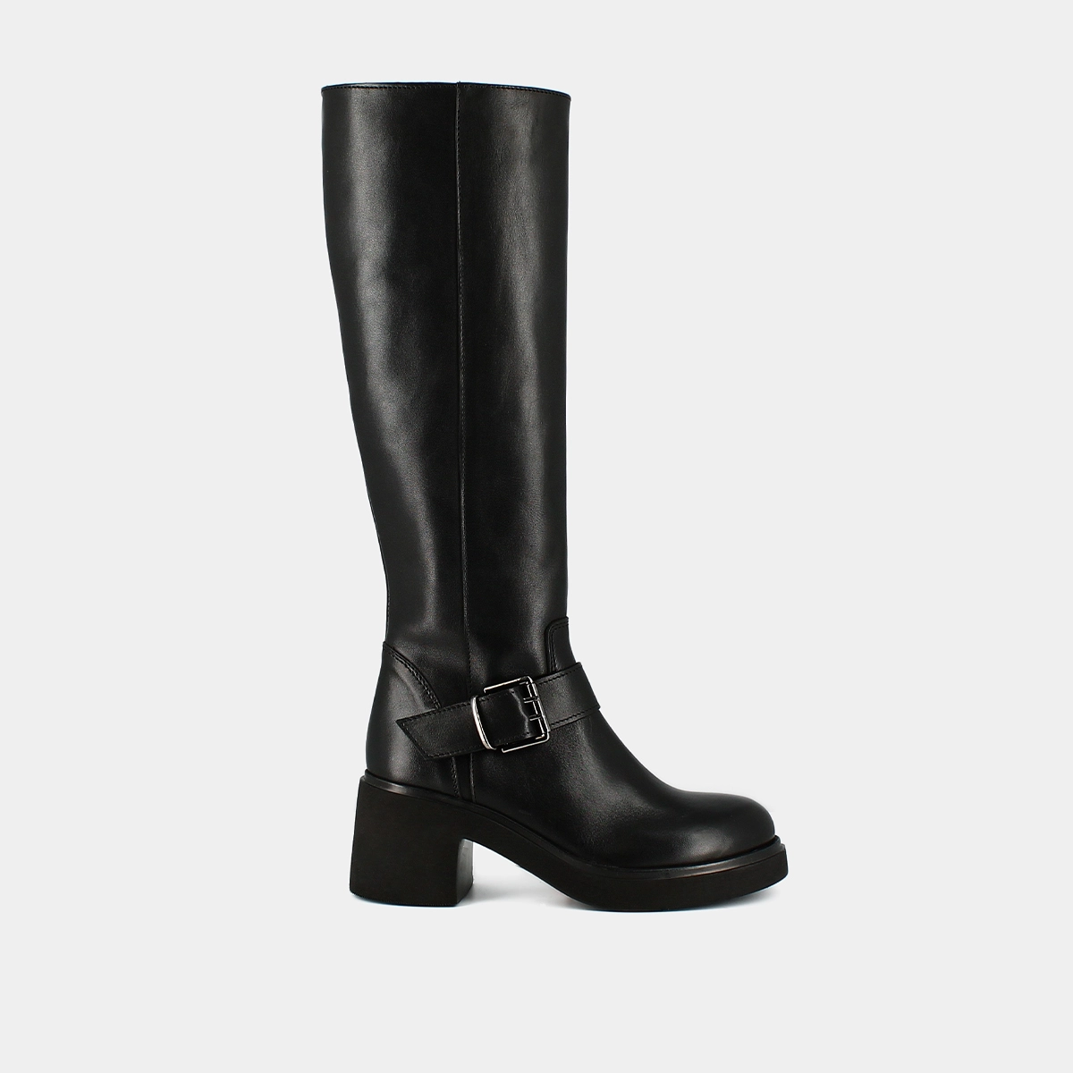Bottes &agrave; semelles &eacute;paisses et boucles la... en cuir noir | RODEZ | Jonak