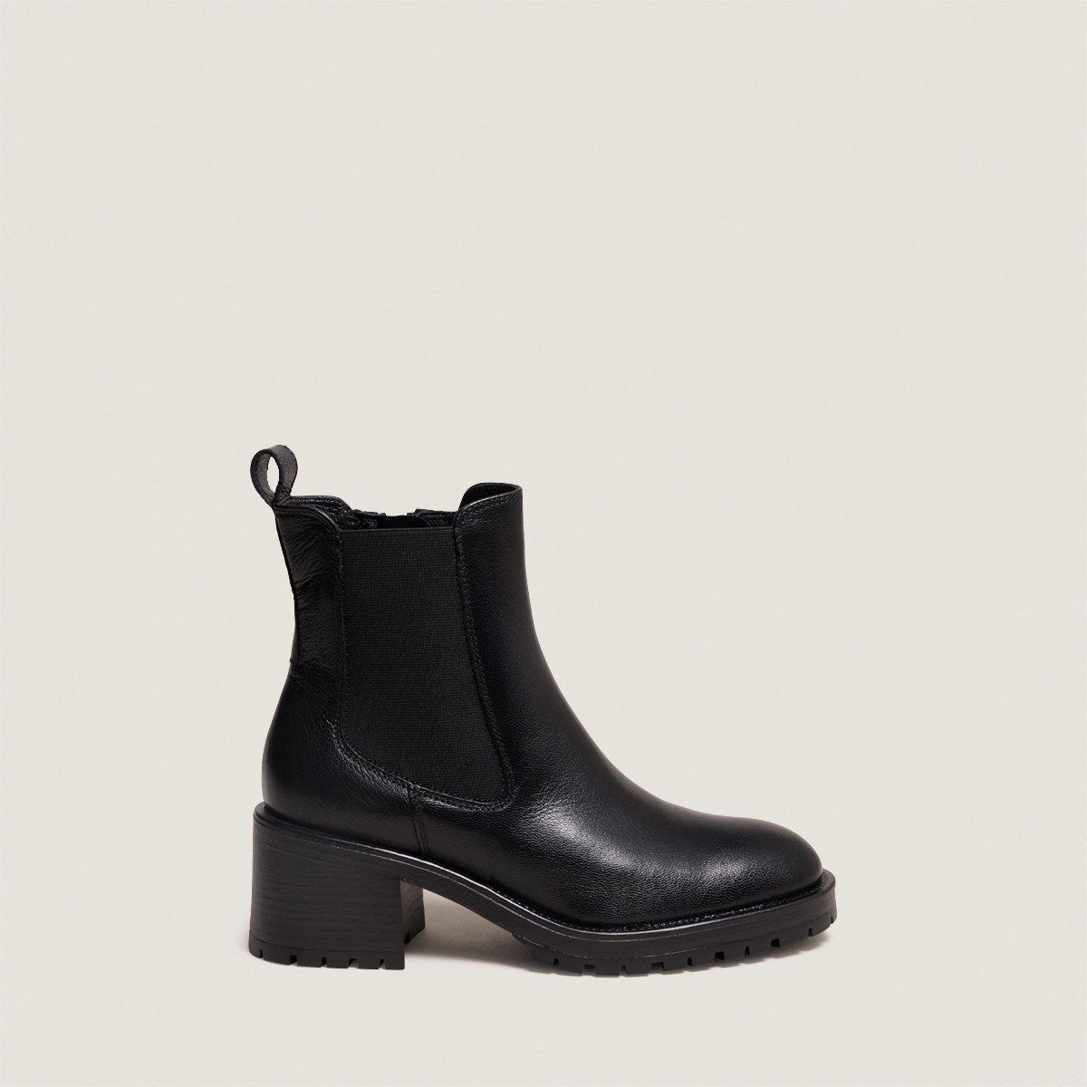 Boots à larges élastiques en cuir grainé noir | CECILE | Jonak