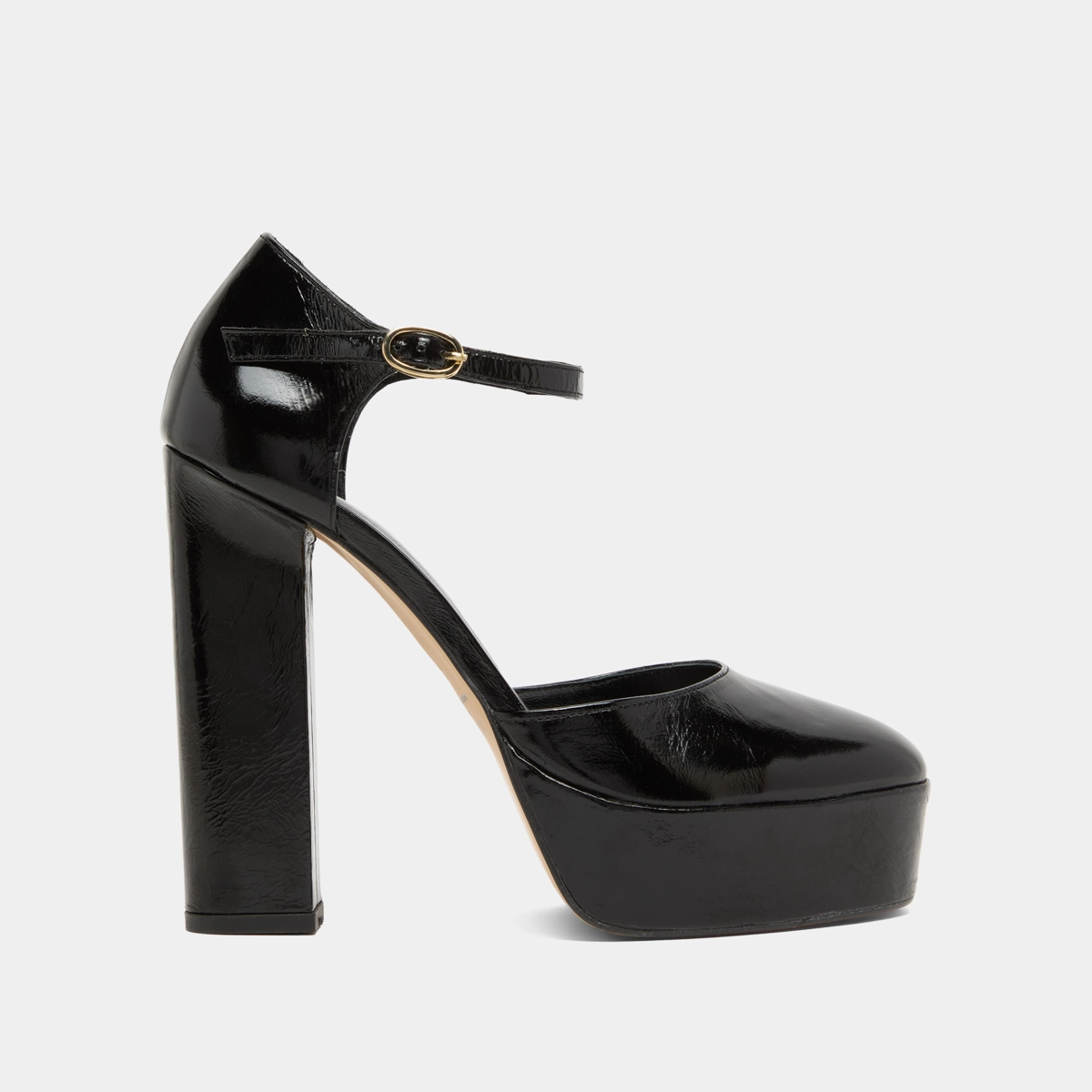 Babies à hauts talons et plateformes en cuir brillant noir | VANCOUVER | Jonak