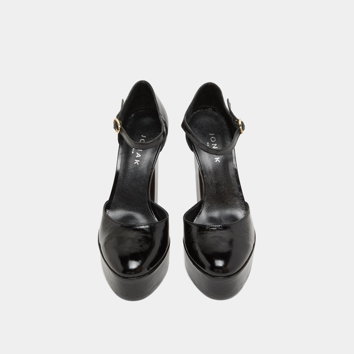 Babies à hauts talons et plateformes en cuir brillant noir | VANCOUVER | Jonak