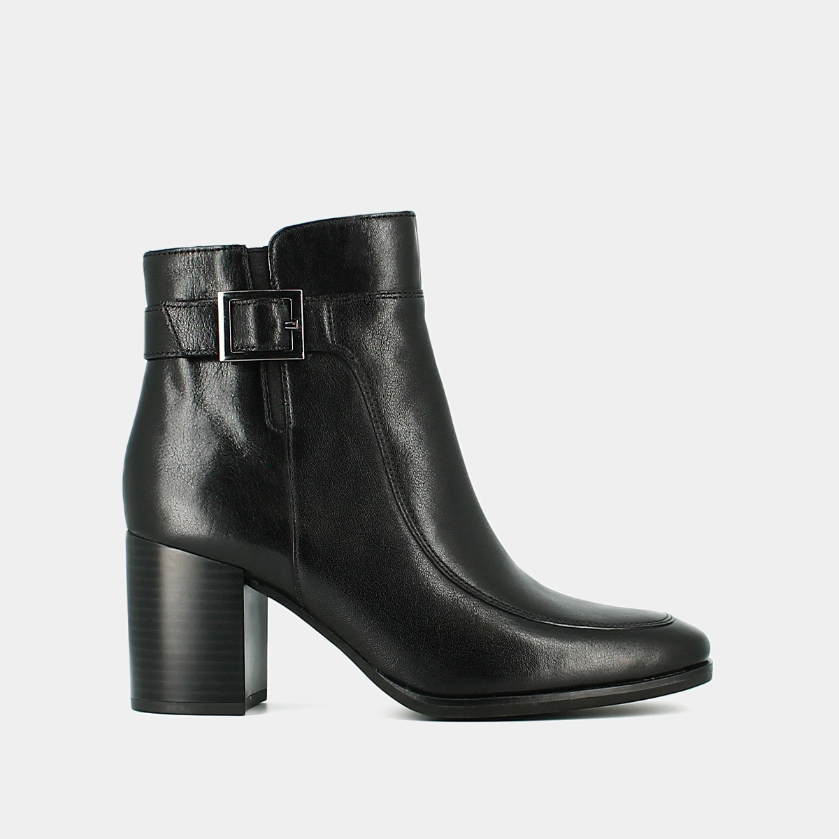 Bottines &agrave; talons et boucles en cuir noir | ADRIETTE | Jonak