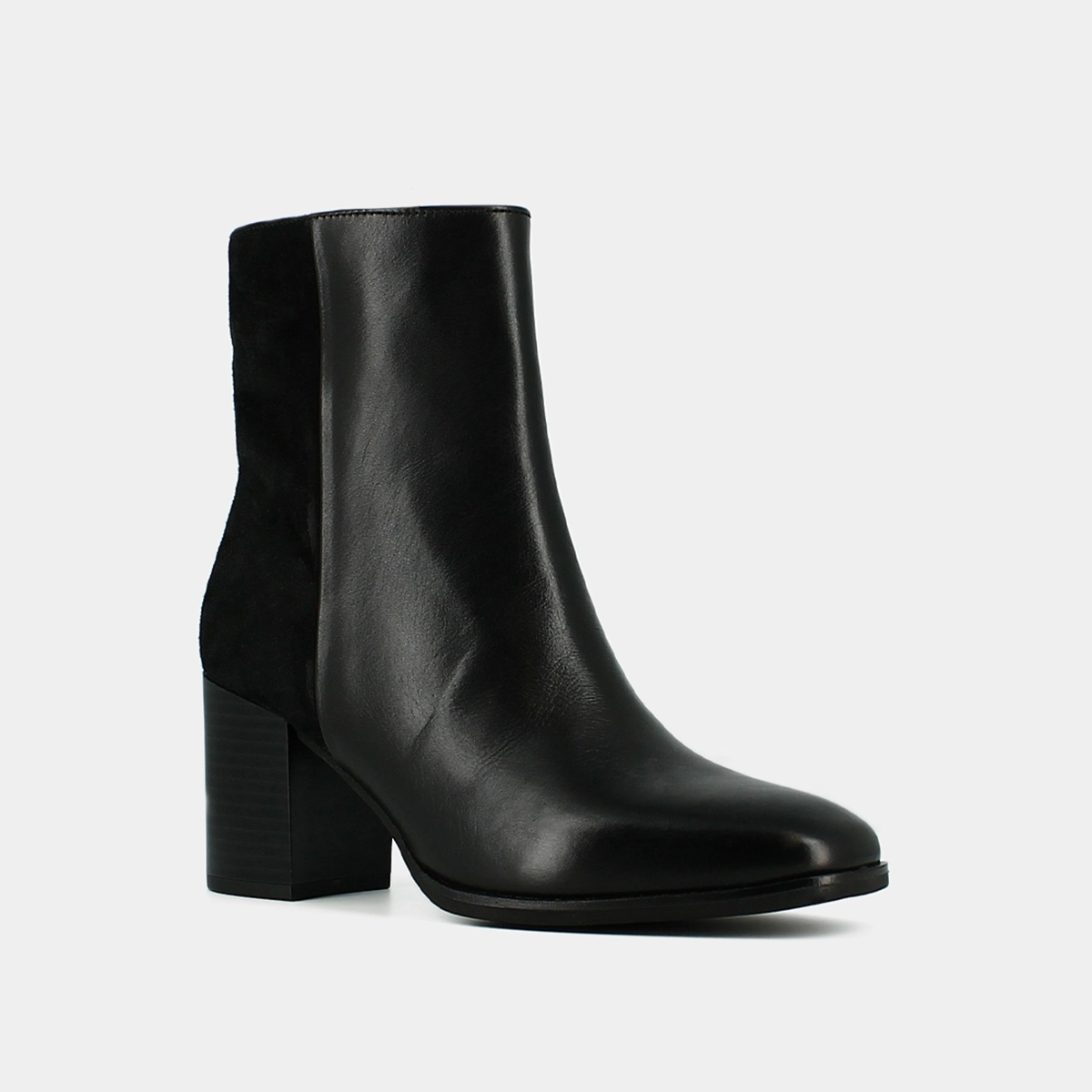 Bottines à talons en cuir et velours noir | ALBAN | Jonak