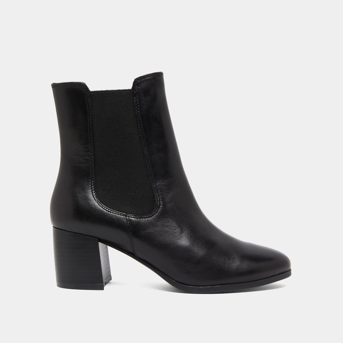 Bottines &agrave; talons et &eacute;lastiques en cuir noir | ALDERIC | Jonak