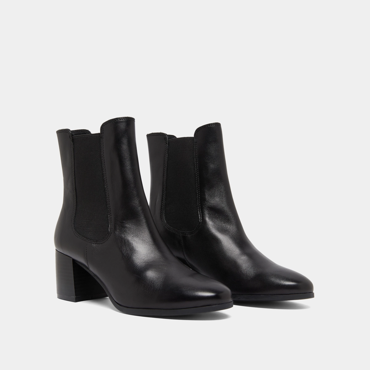 Bottines &agrave; talons et &eacute;lastiques en cuir noir | ALDERIC | Jonak