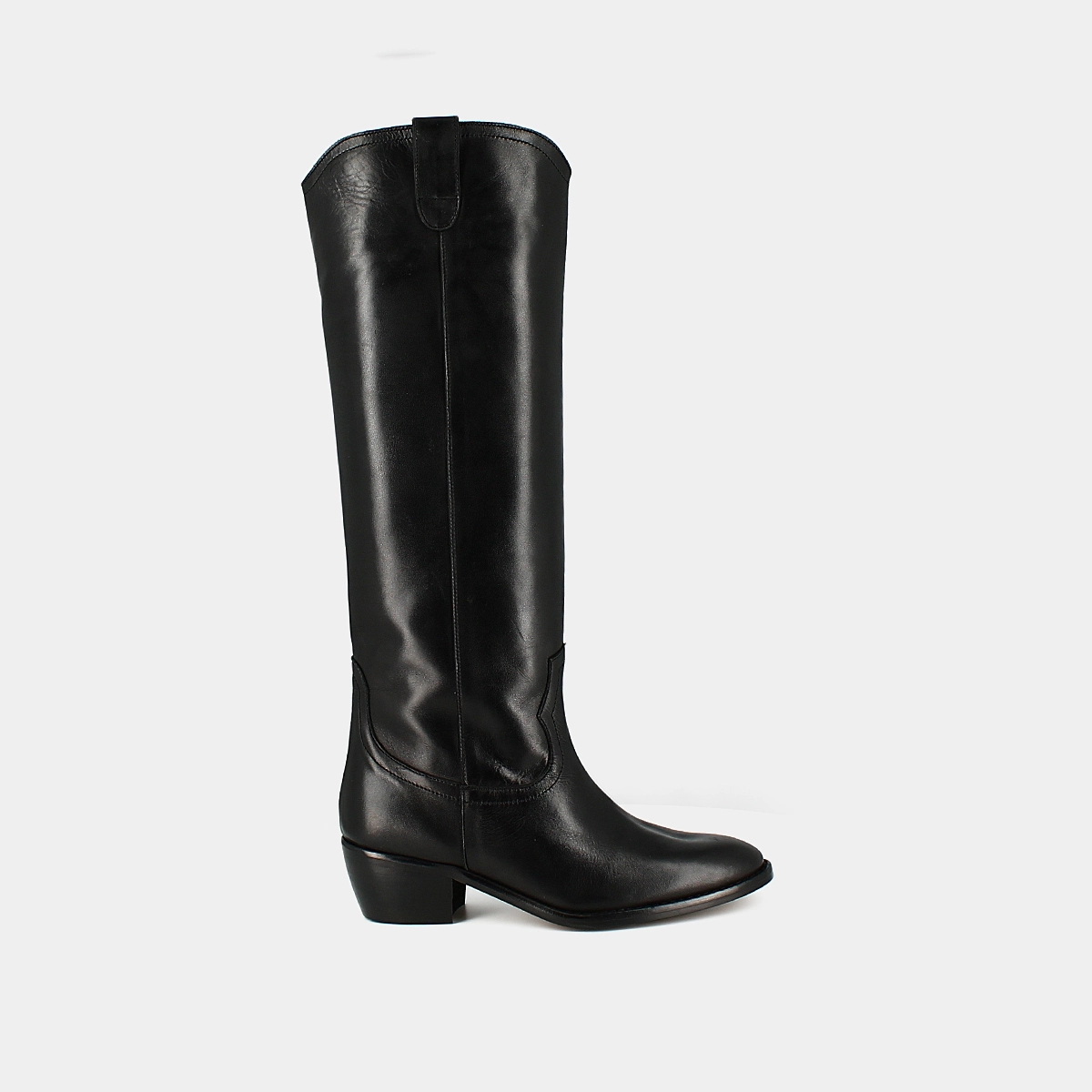 Bottes hautes &agrave; bouts ovales en cuir noir | MANHATTAN | Jonak