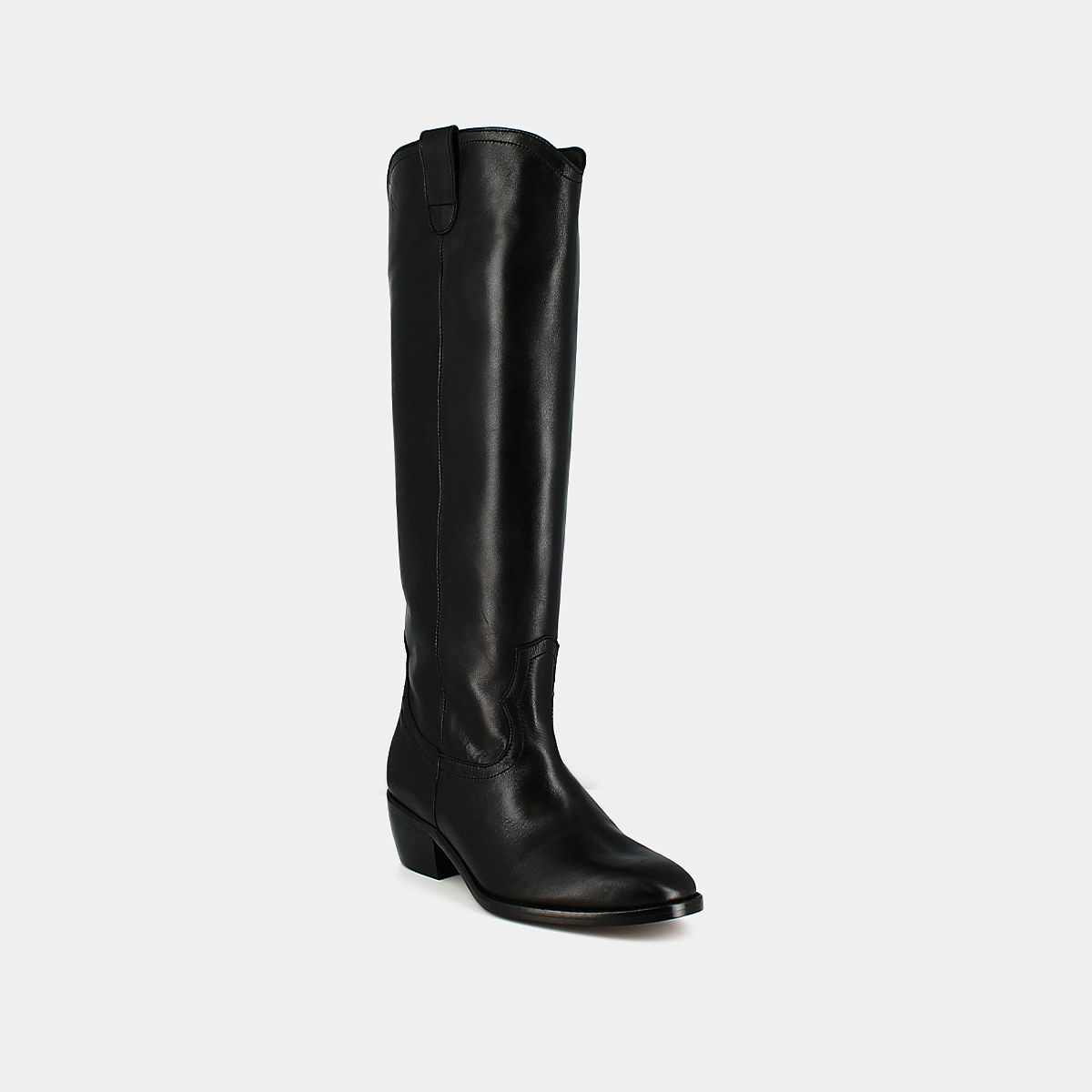 Bottes hautes &agrave; bouts ovales en cuir noir | MANHATTAN | Jonak