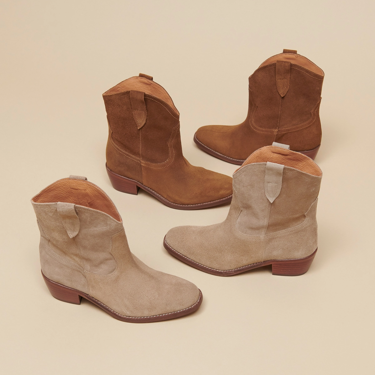Boots &agrave; bouts ovales en croute cognac | MARBELLA | Jonak
