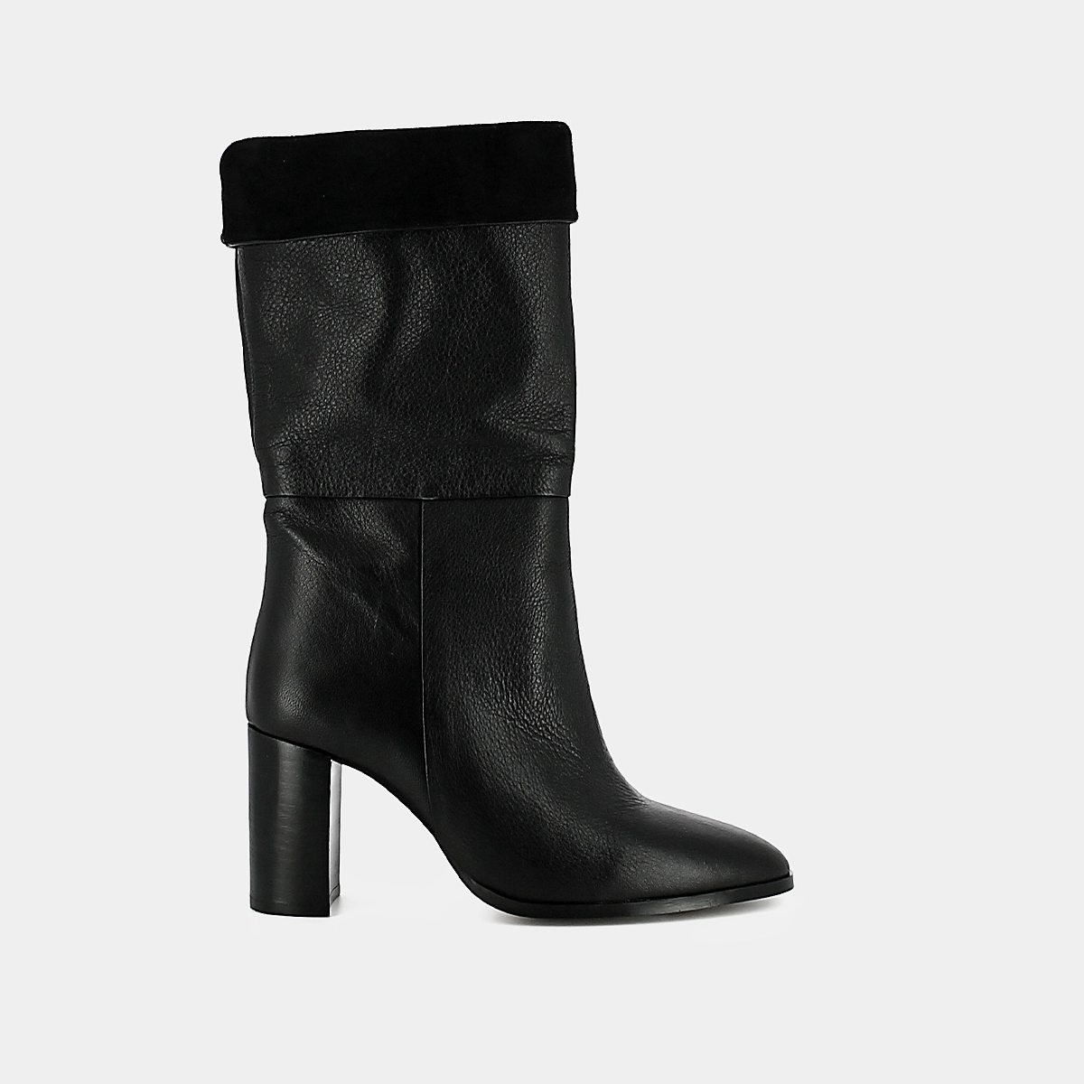 Bottines pointues en cuir et velours noirs | VANNES | Jonak