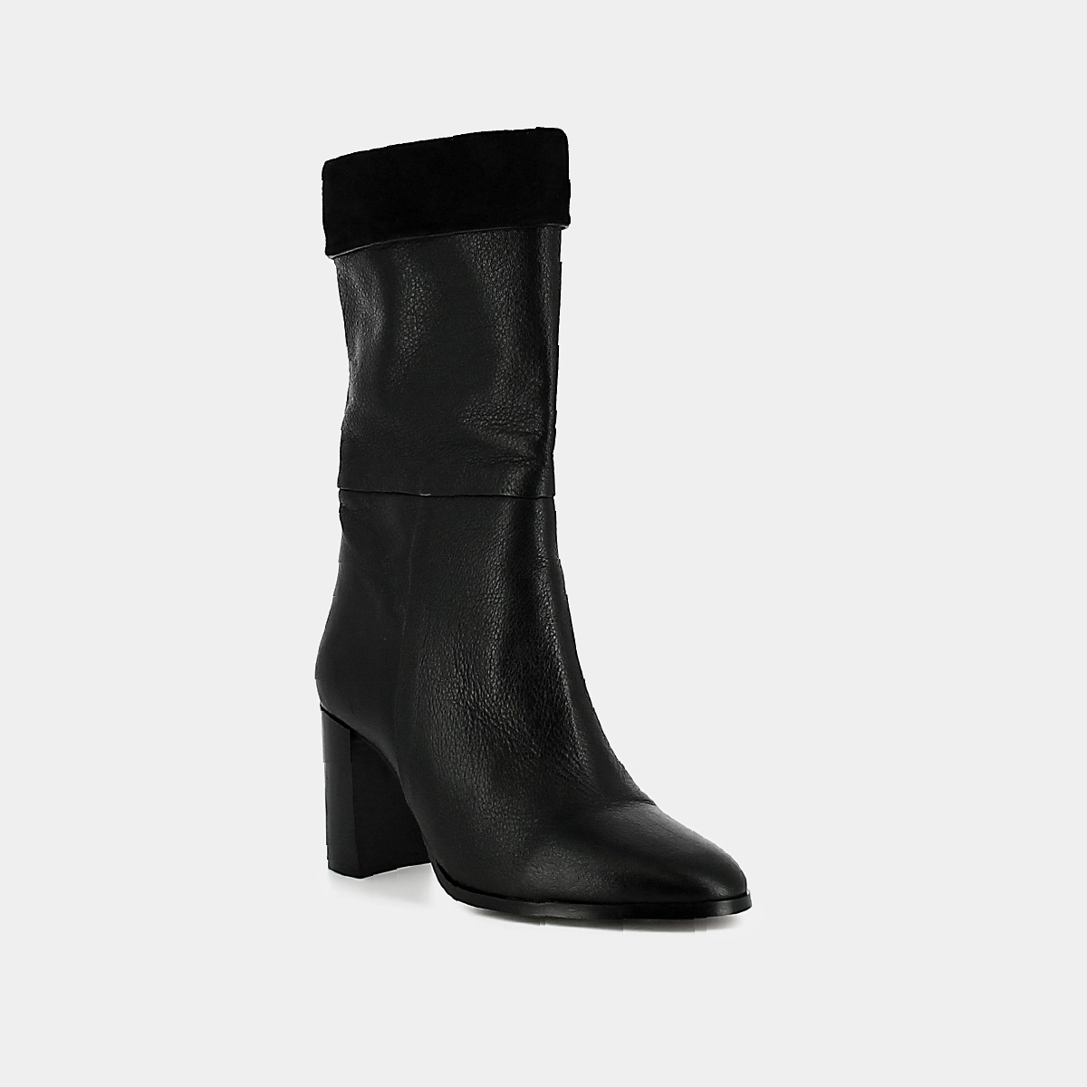 Bottines pointues en cuir et velours noirs | VANNES | Jonak