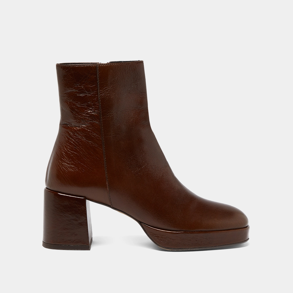 Bottines &agrave; bouts carr&eacute;s en cuir vieilli marron | VANVES | Jonak