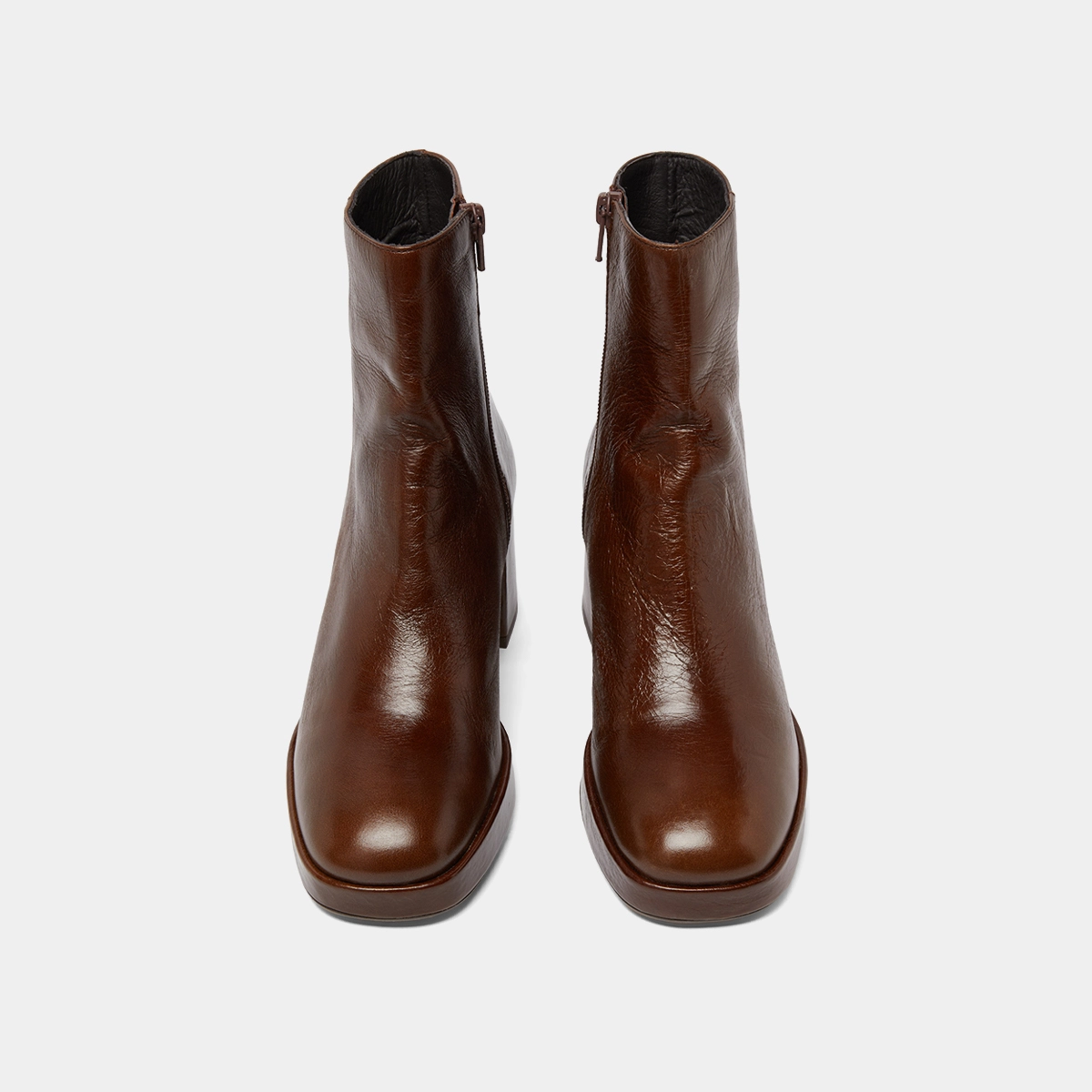 Bottines &agrave; bouts carr&eacute;s en cuir vieilli marron | VANVES | Jonak