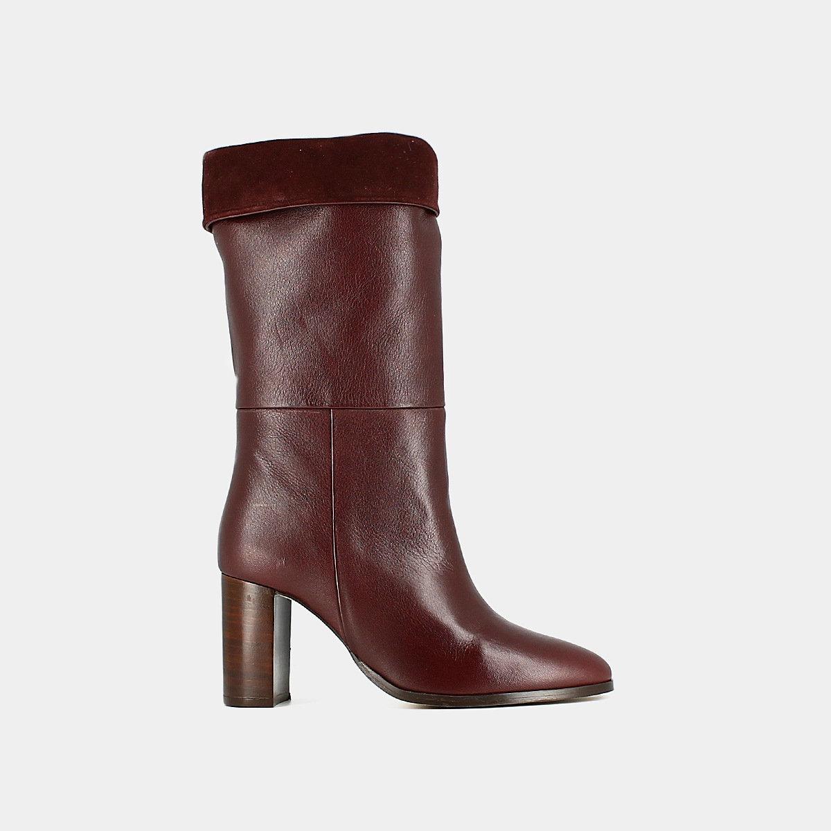 Bottes pointues en cuir et velours bordeaux | VANNES | Jonak