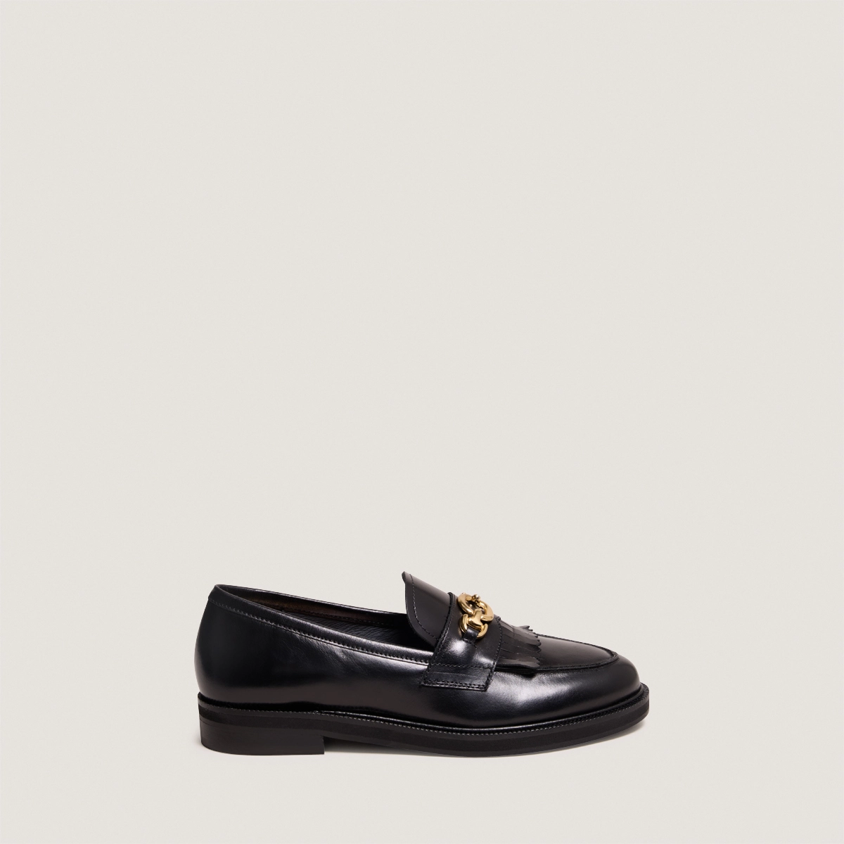 Mocassins à boucles dorées en cuir noir | DELPHES | Jonak