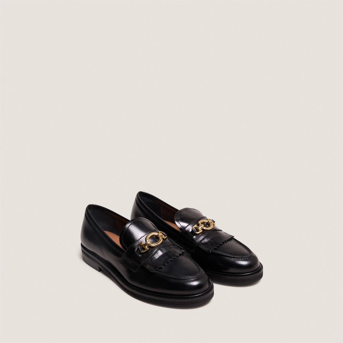 Mocassins à boucles dorées en cuir noir | DELPHES | Jonak