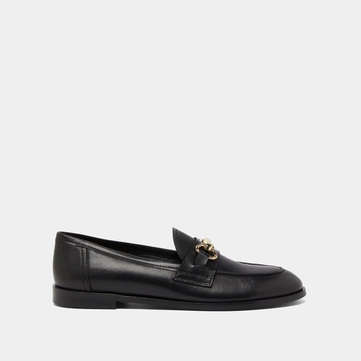 Mocassins &agrave; mors dor&eacute;s en cuir noir | DRAGUIGNAN | Jonak