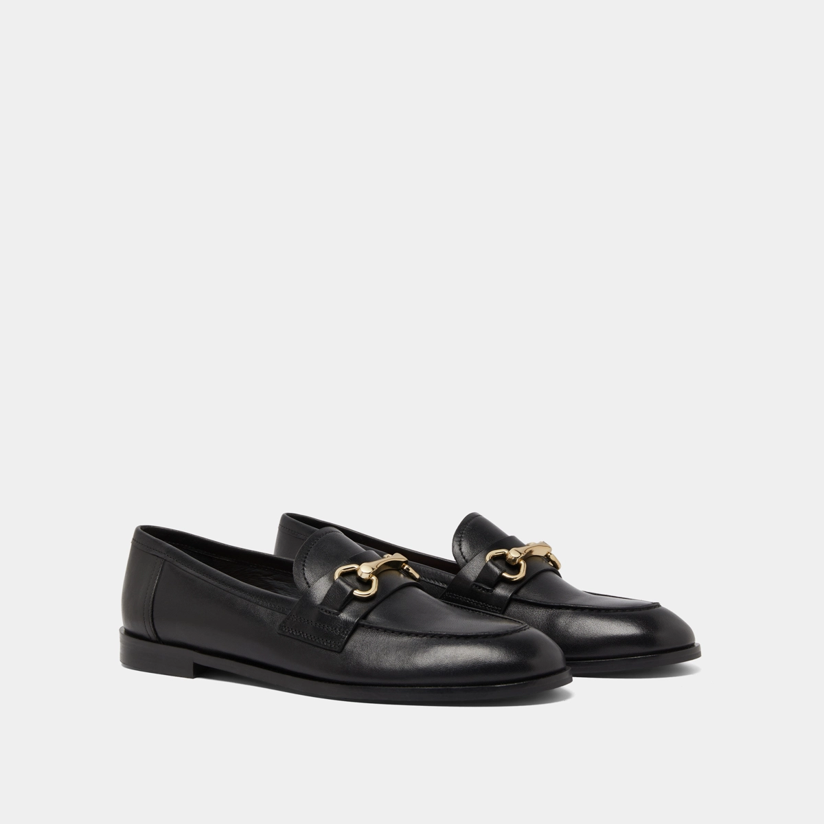 Mocassins &agrave; mors dor&eacute;s en cuir noir | DRAGUIGNAN | Jonak