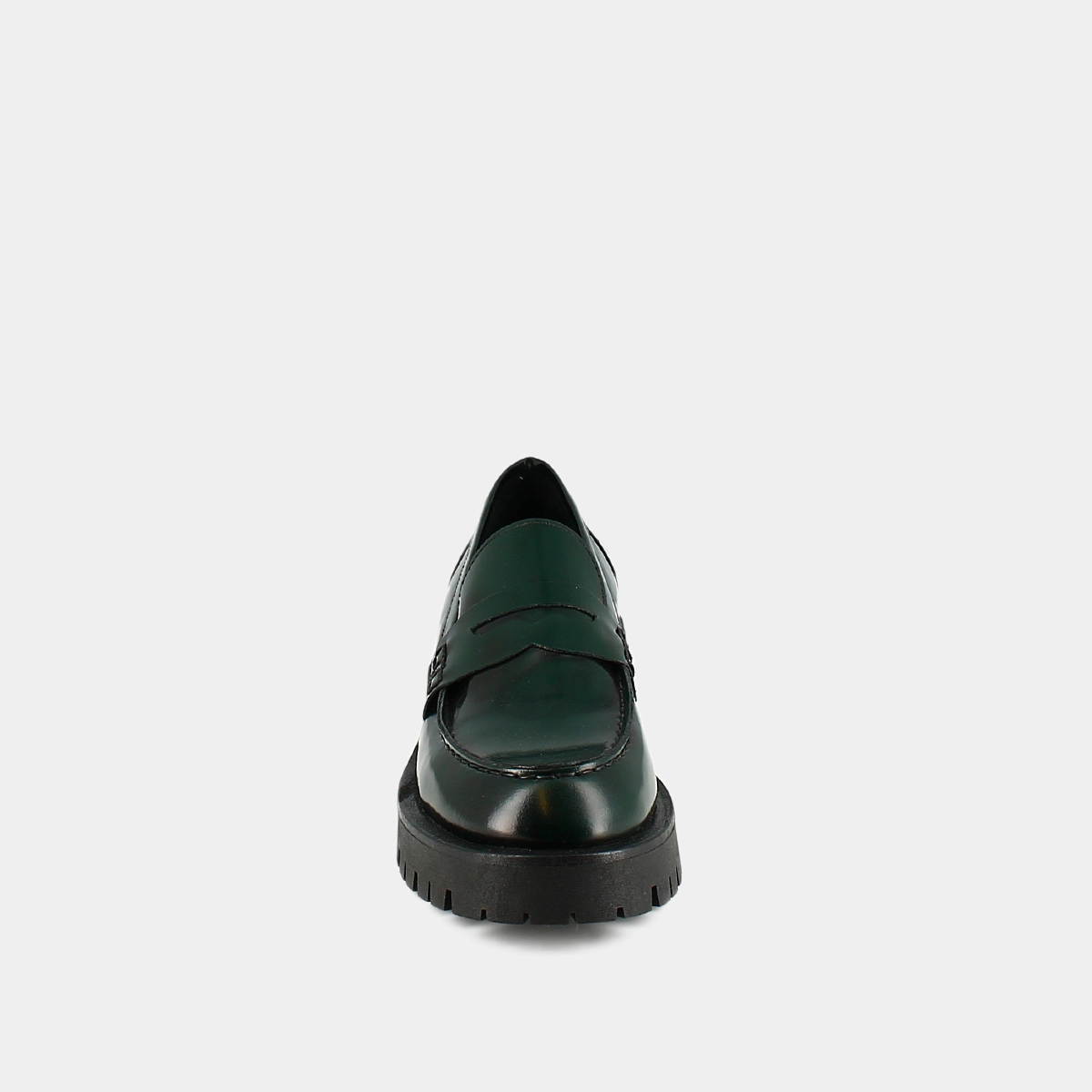 Mocassins &agrave; semelles crant&eacute;es en cuir glac&eacute; vert | RIMANA | Jonak