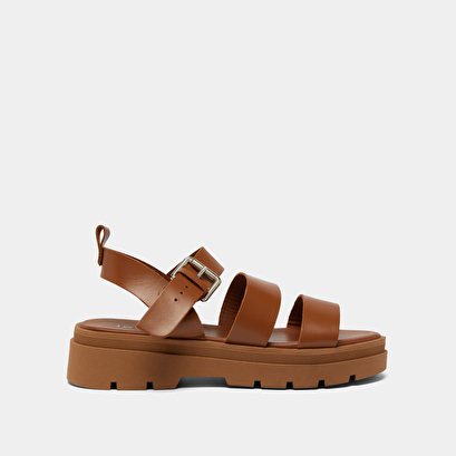 Sandales à plateformes et boucles en cuir cognac | PRIAME | Jonak