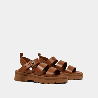 Sandales à plateformes et boucles en cuir cognac | PRIAME | Jonak