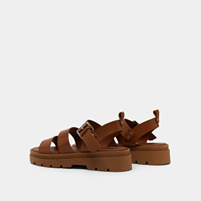 Sandales à plateformes et boucles en cuir cognac | PRIAME | Jonak