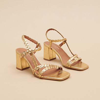 Sandales à talons hauts en cuir métallisé or | VIOLETTE | Jonak