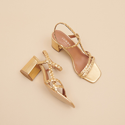 Sandales à talons hauts en cuir métallisé or | VIOLETTE | Jonak