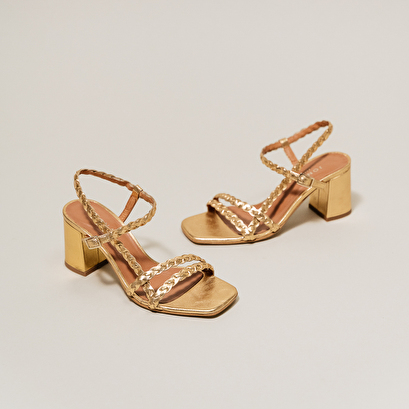 Sandales à talons hauts en cuir métallisé or | VIOLETTE | Jonak